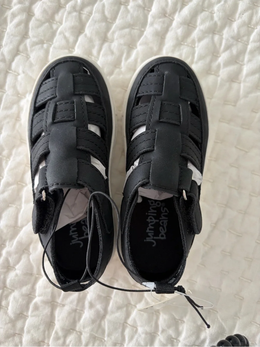 NWT Jumping Beans Black Fisherman Sandal Sneaker Size 7T